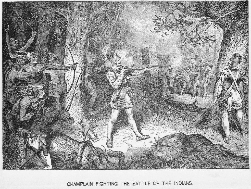 Detail of Champlain Fighting Indians by Corbis