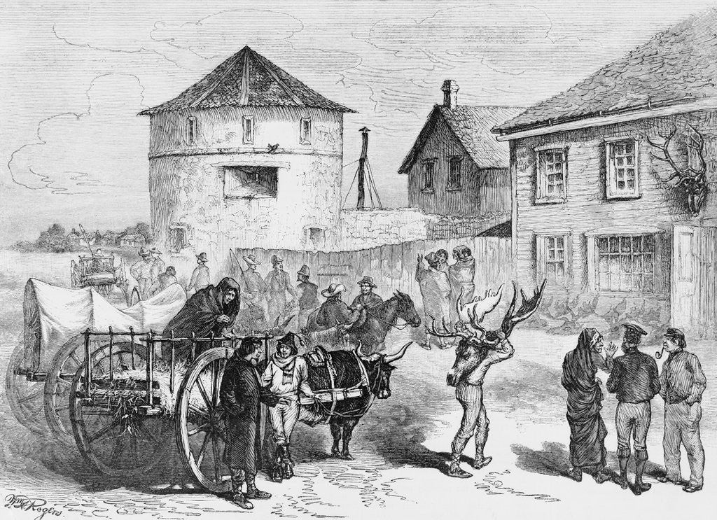 Detail of Print of Manitoba Traders in 1879 by William A. Rogers