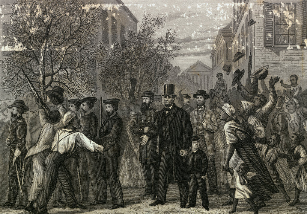 Detail of Crowds Welcoming Abraham Lincoln by Anonymous