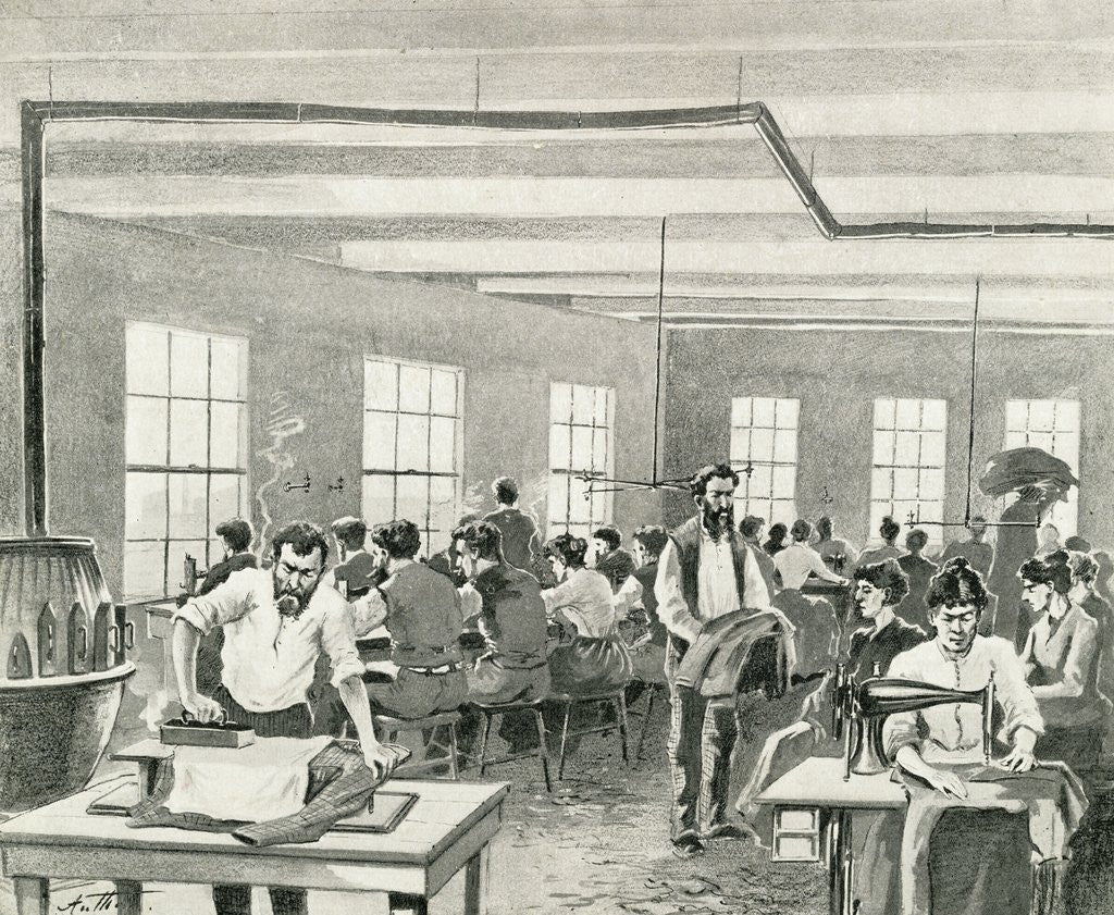 Detail of People Working in Sweat Shop by Anonymous