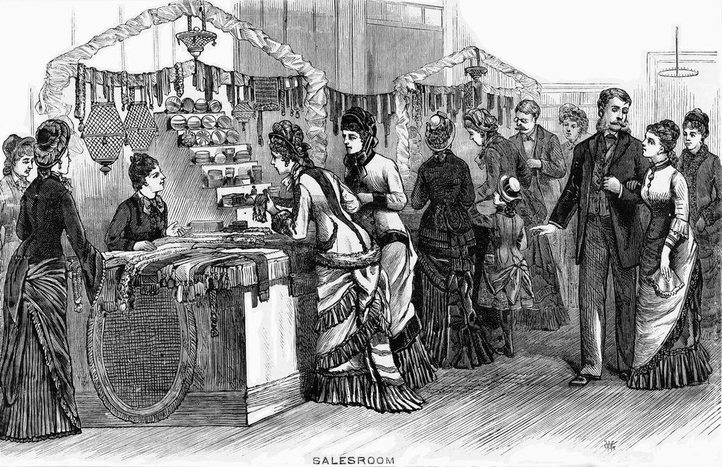 Detail of Woman Merchant Selling to Group of Women and Men by Anonymous