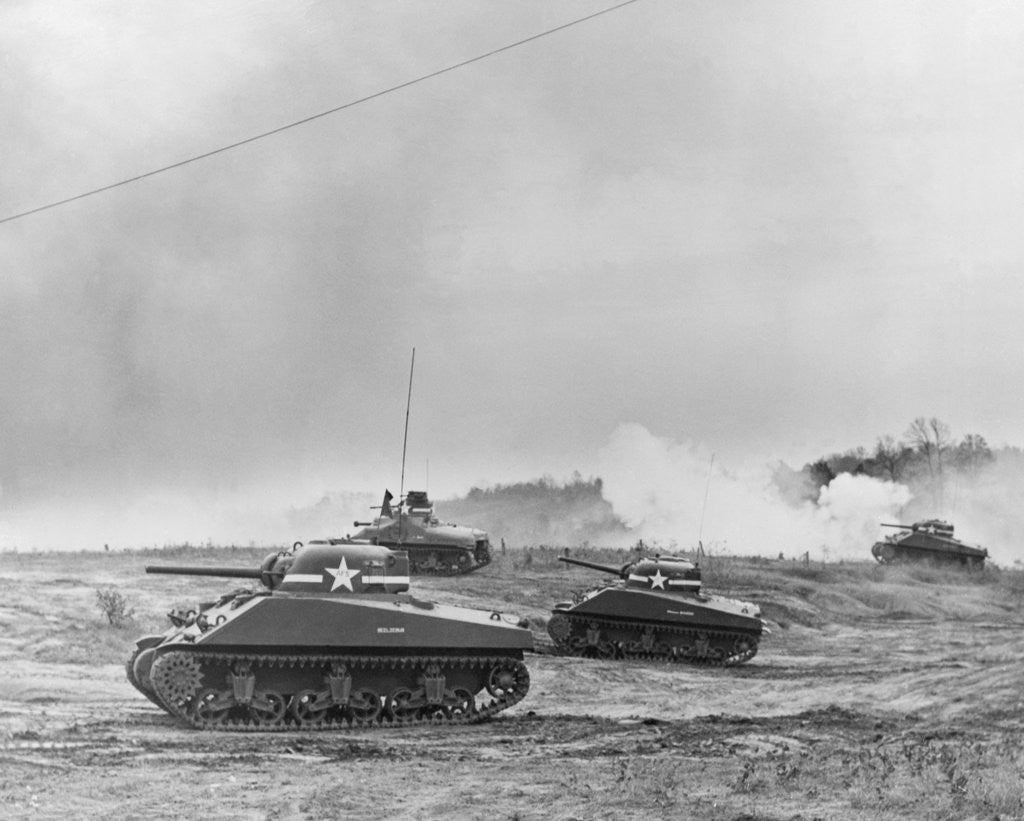 Detail of United States Tanks on Field Mission in World War II by Anonymous