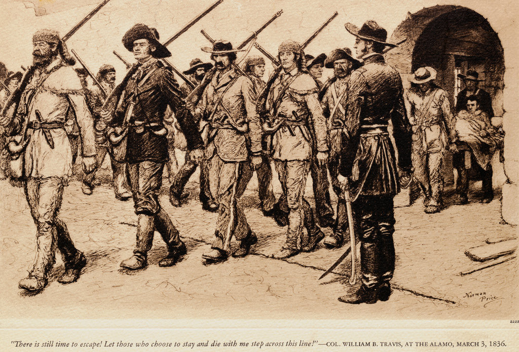 Detail of Drawing of William Travis Leading His Military Company by Norman Price