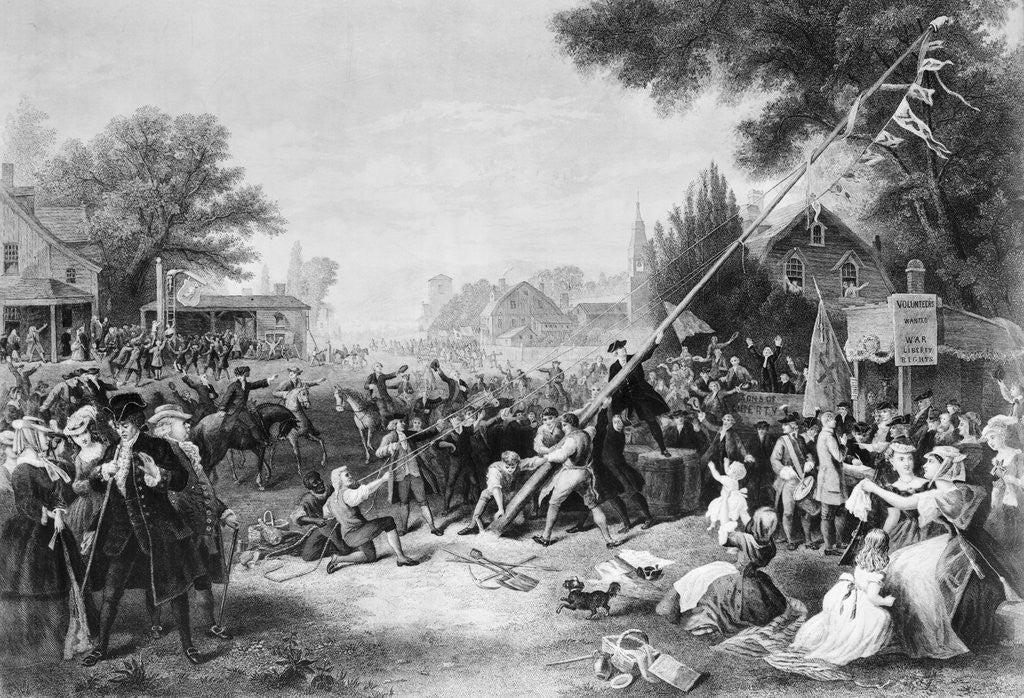 Detail of Spectators with Soldiers Raising the Liberty Pole by Anonymous