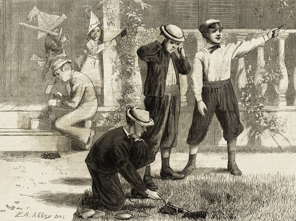 Detail of Boys Celebrating The Fourth Of July by Anonymous