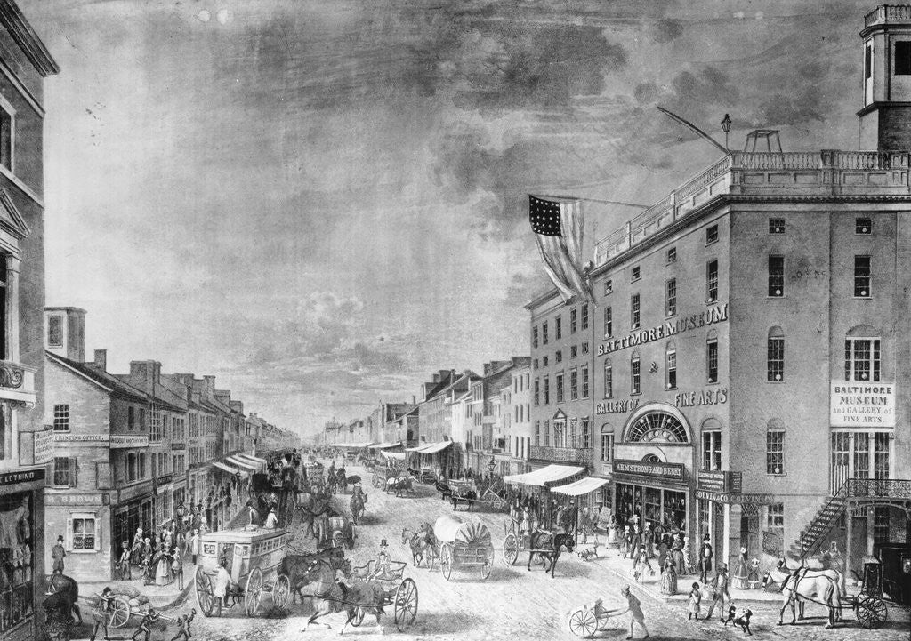 Detail of Lithograph of Street Scene in Baltimore by Anonymous