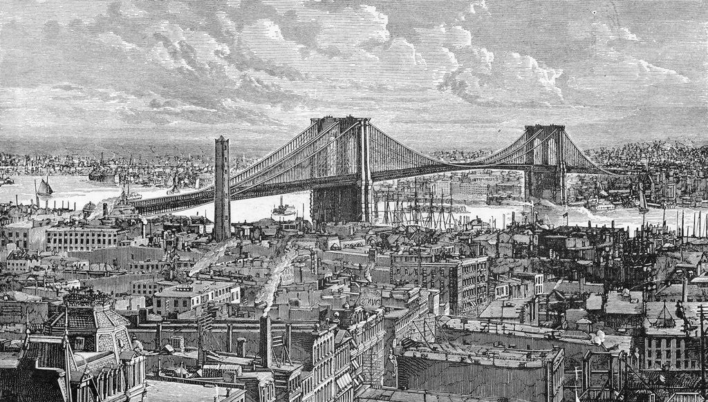 Detail of View of the Brooklyn Bridge by Anonymous