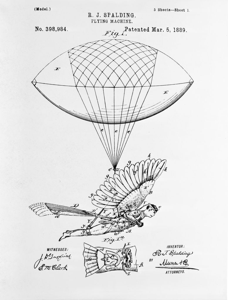 Detail of Balloon Elevating Man by Anonymous