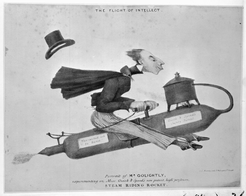 Detail of Man on Flying Machine by Corbis