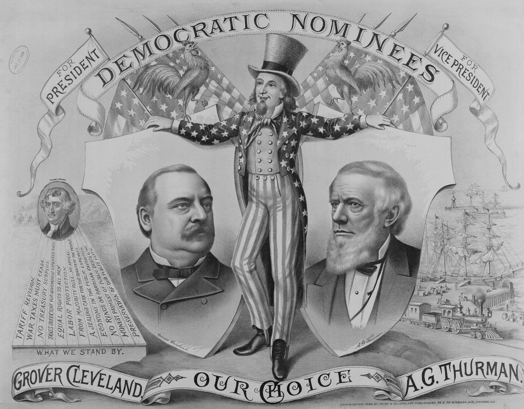 Detail of Grover Cleveland and A. G. Thurman on Election Poster by Anonymous