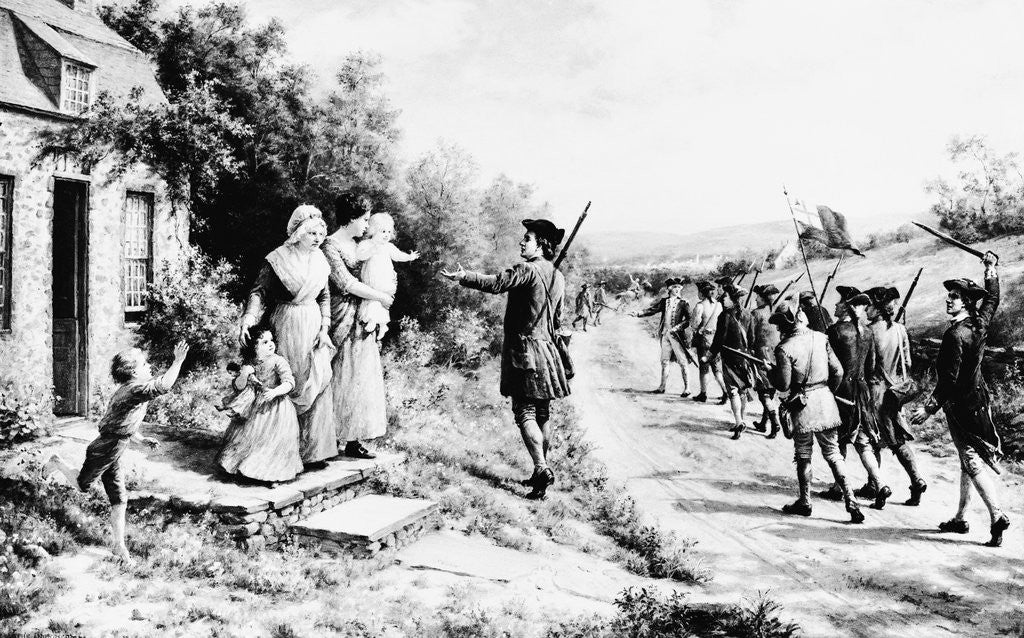 Detail of Minuteman Leaving Family to Join War by Anonymous