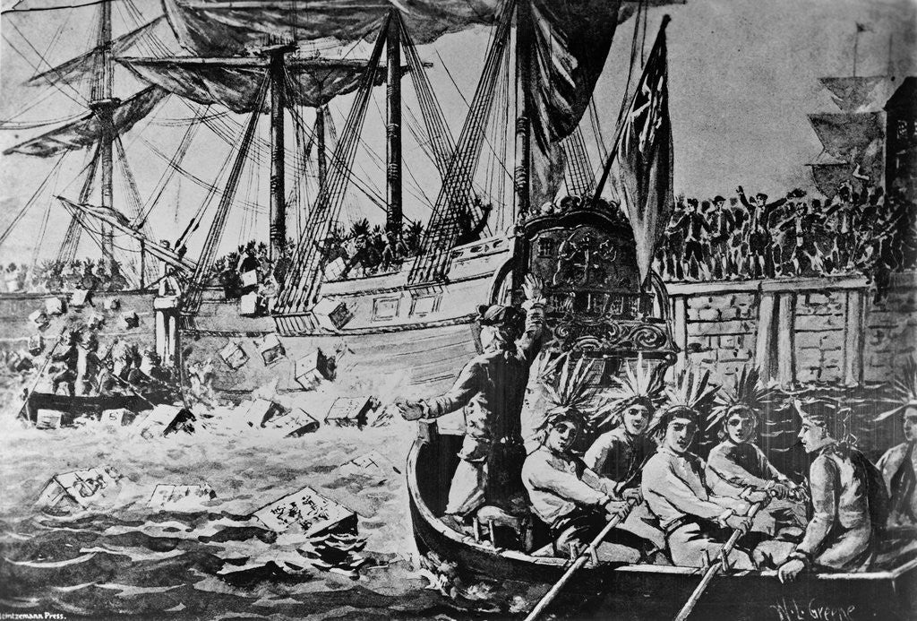 Detail of Drawing Depicting the Boston Tea Party by W.L. Greene