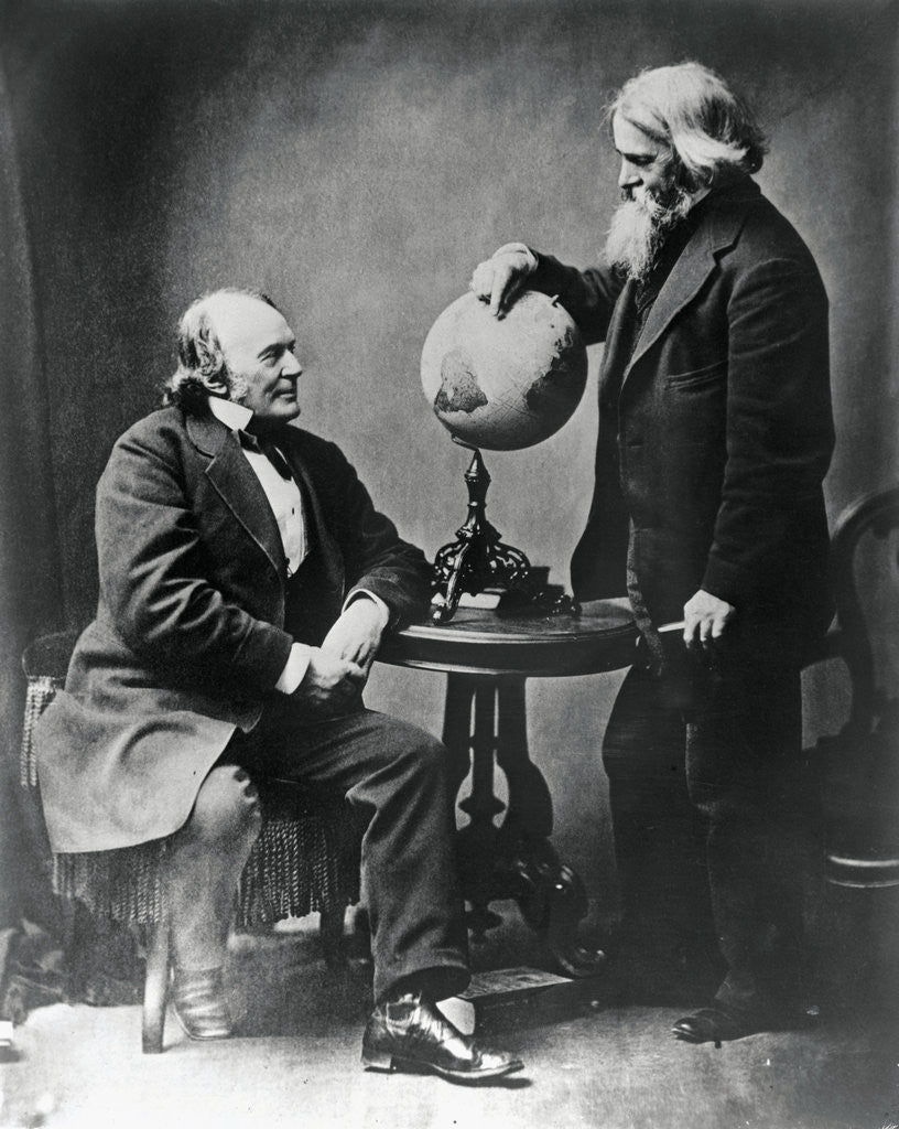 Detail of Louis Agassiz and Benjamin Peirce with a Globe by Anonymous