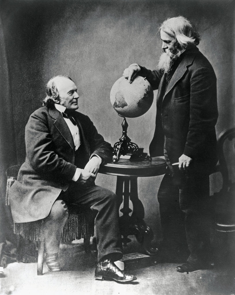 Detail of Louis Agassiz and Benjamin Peirce with a Globe by Corbis