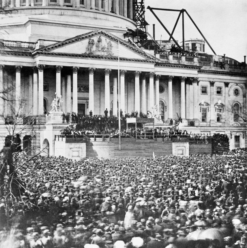 Detail of Large Crowd at Abraham Lincoln Inaugural Speech by Anonymous