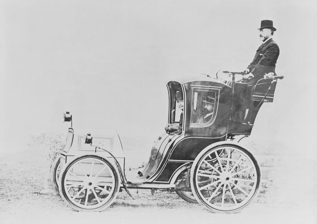 Detail of Man Atop Early French Cab by Anonymous