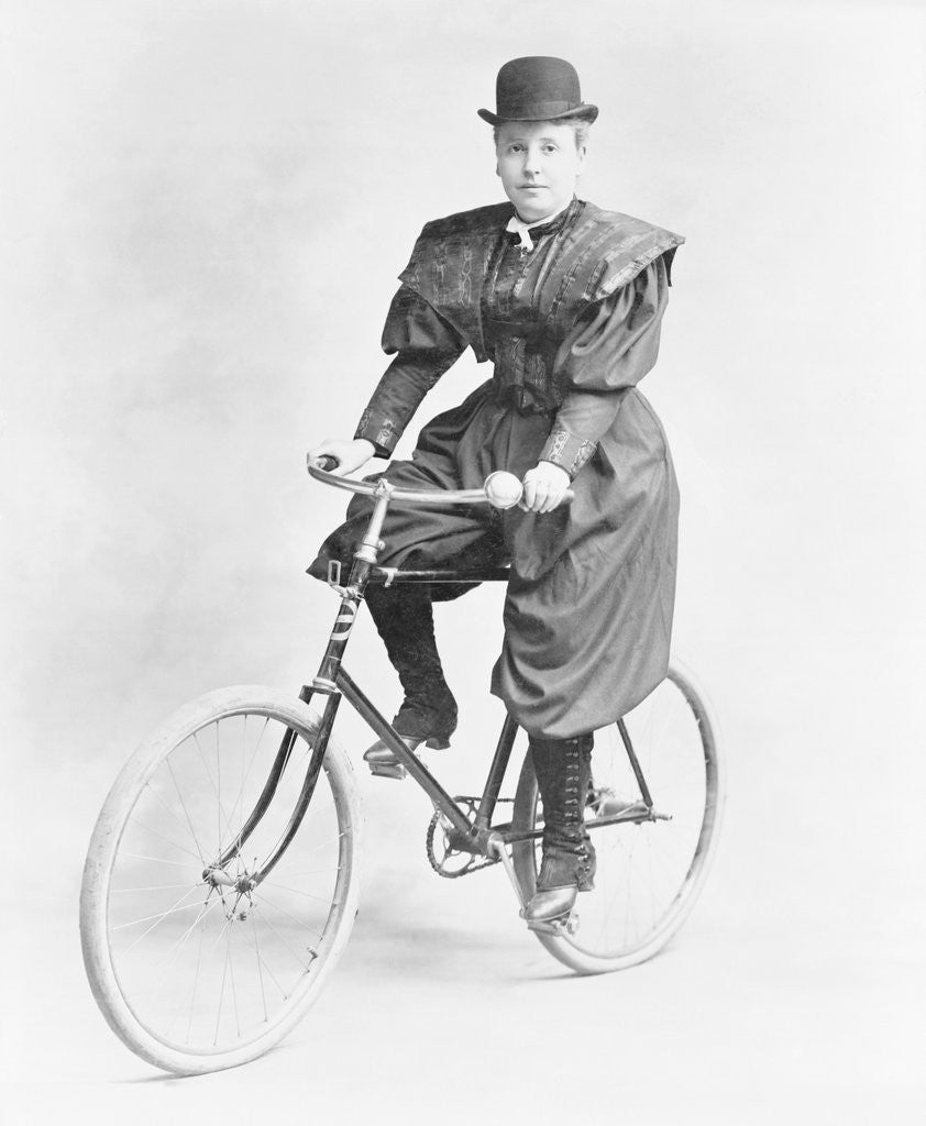 Detail of Suffragette Dressed in Man's Hat on Bicycle by Anonymous