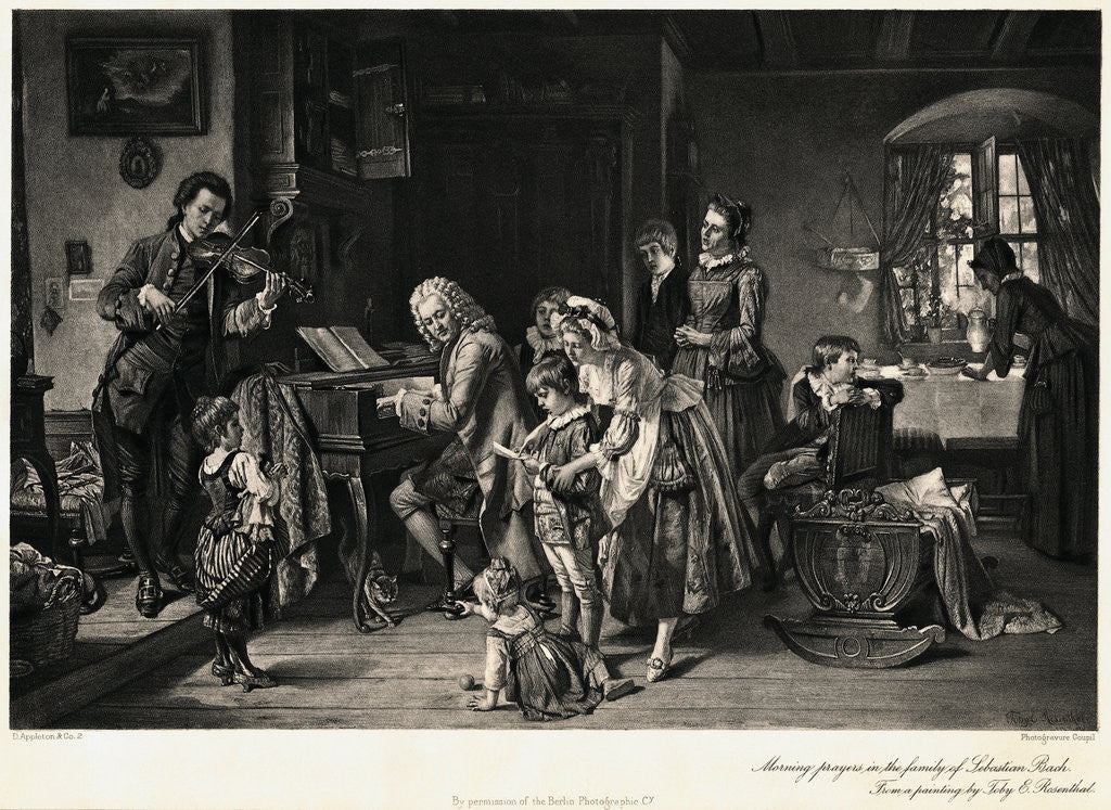 Detail of Morning Prayers in the Family of Sebastian Bach Photogravure by Anonymous