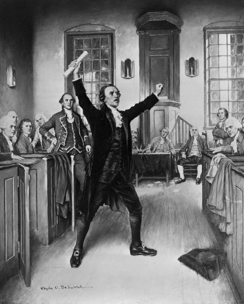 Detail of Illustration of Revolutionary Patrick Henry Gesturing During Speech by Anonymous