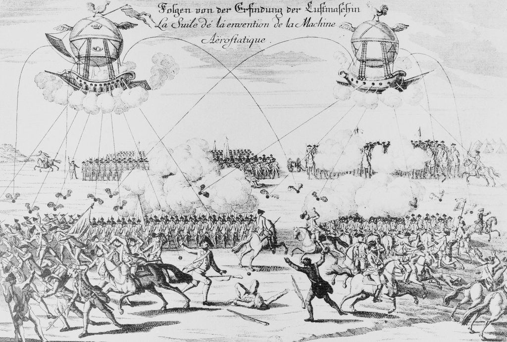 Detail of Illustration of Imaginary Use of Armed Balloons by Anonymous