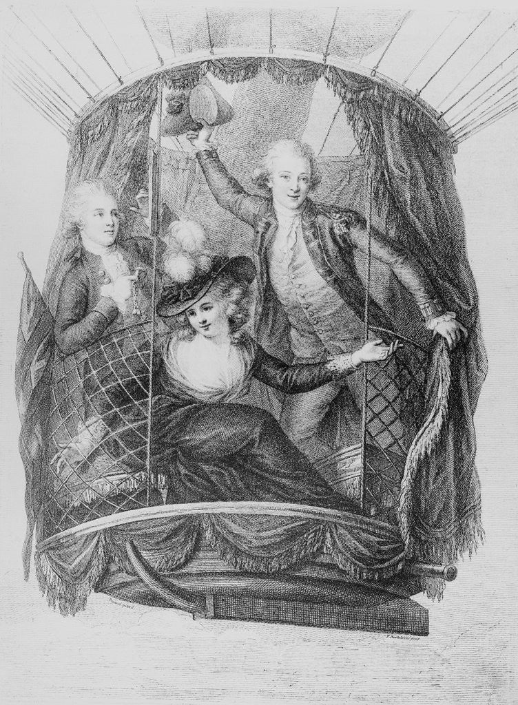 Detail of Vincent Lundari and Mrs LA Sage in a Hot Air Balloon in 1785 by Anonymous