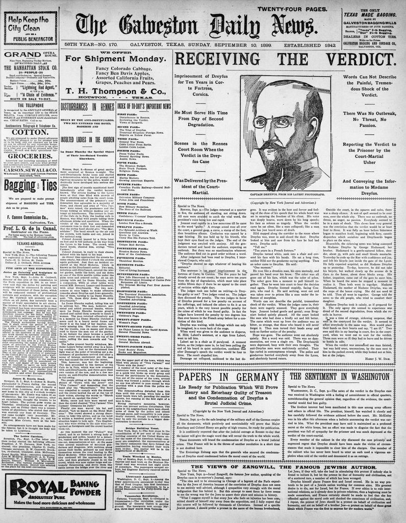 Detail of Galveston Daily Newspaper by Anonymous