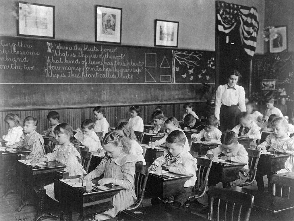 Detail of Children Drawing in Art Class by Anonymous