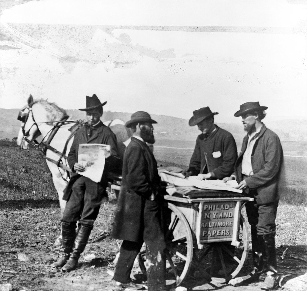 Detail of Men Purchasing Newspapers by Anonymous