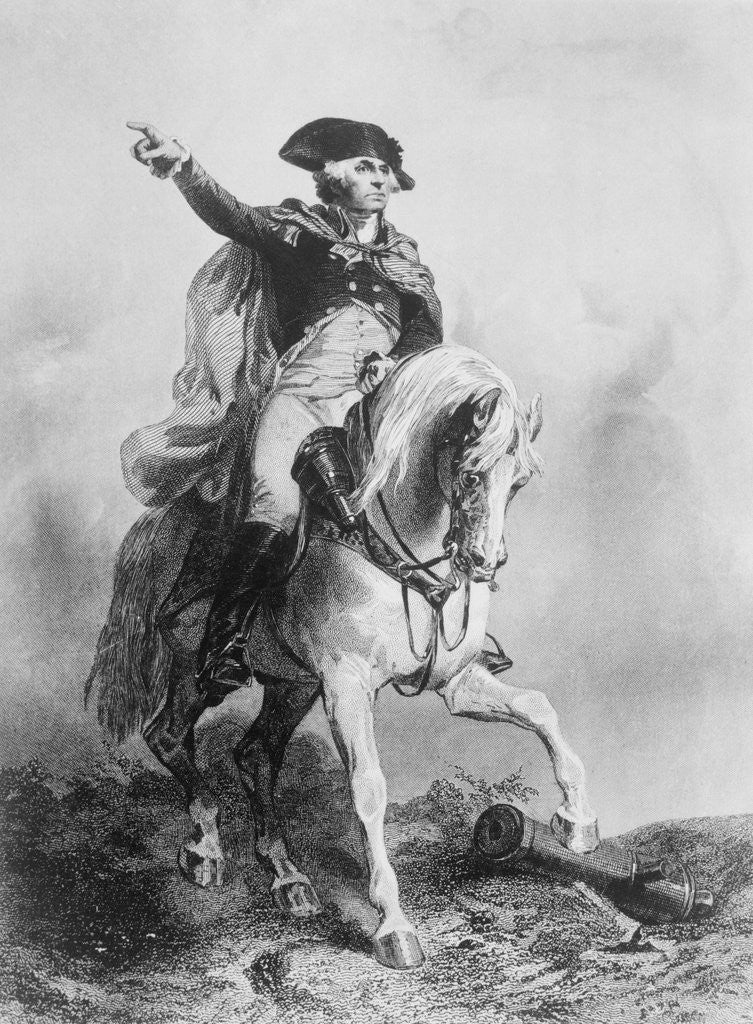 Detail of Drawing of George Washington on a Horse by Corbis
