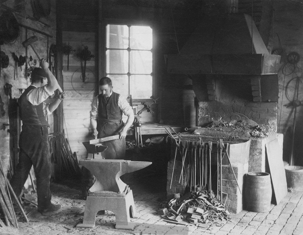 Detail of Blacksmith's Using Iron Forge by Anonymous