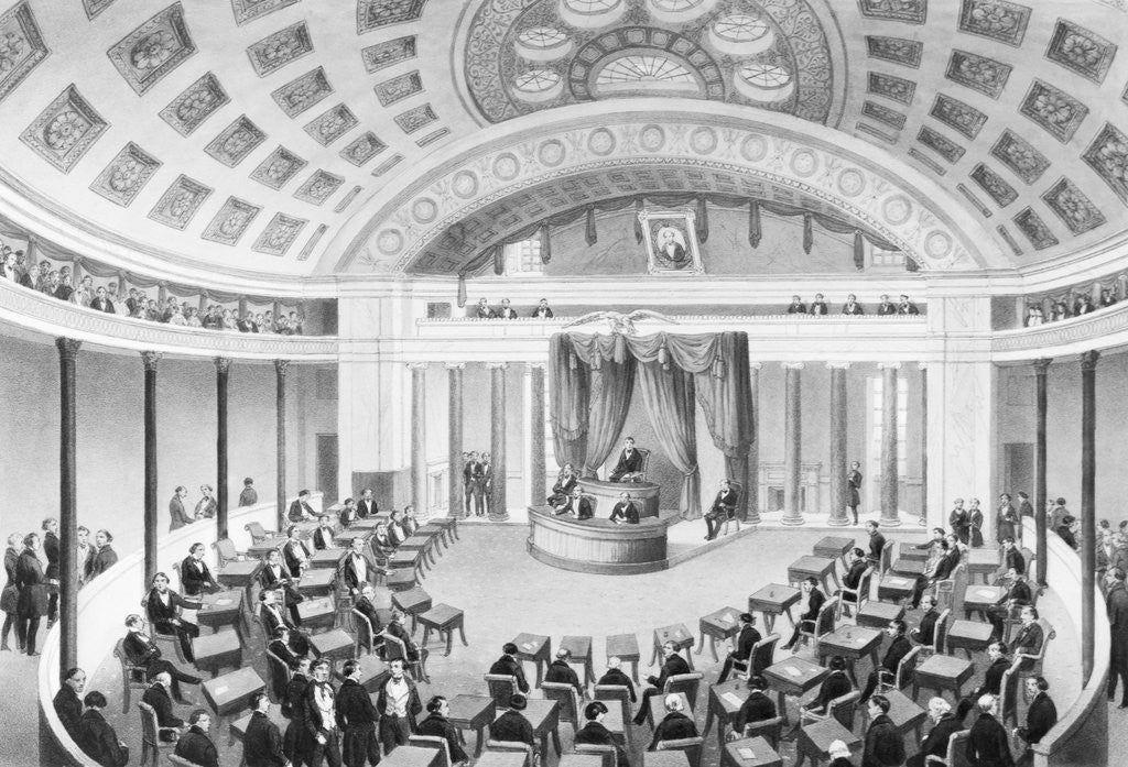 Detail of Drawing of United States Senate Chamber by Corbis