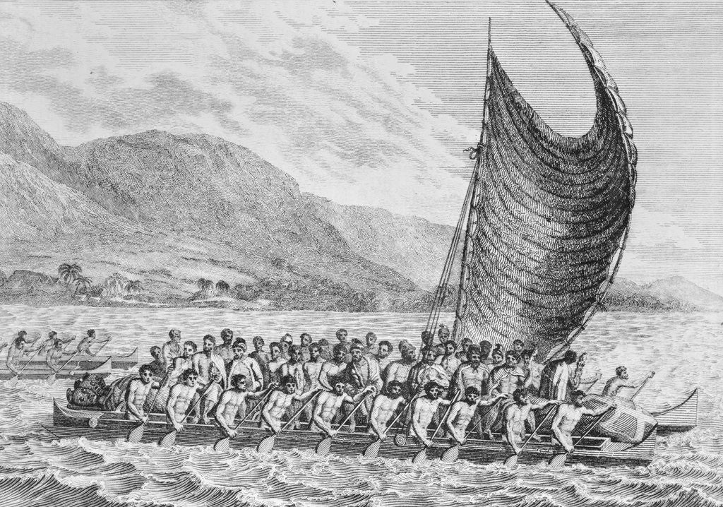 Detail of Watercraft Bringing Presents to Captain James Cook by Anonymous