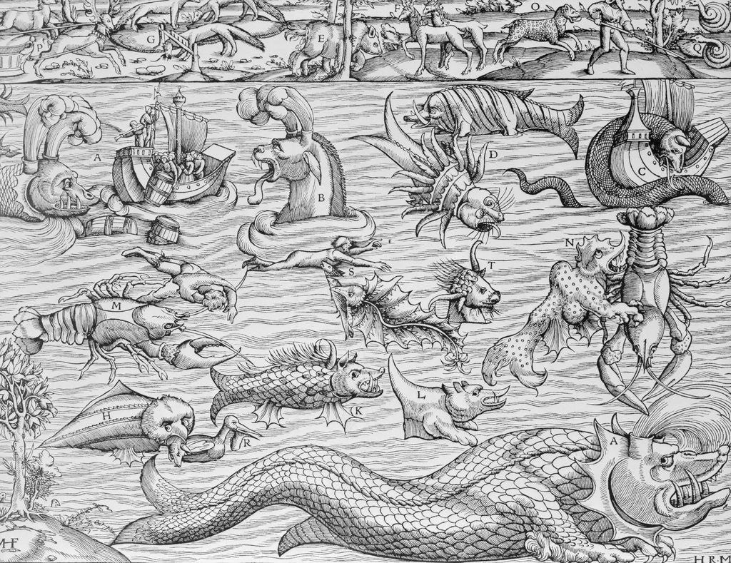 Detail of Illustration of Mythical Sea Monsters by Sebastian Munster