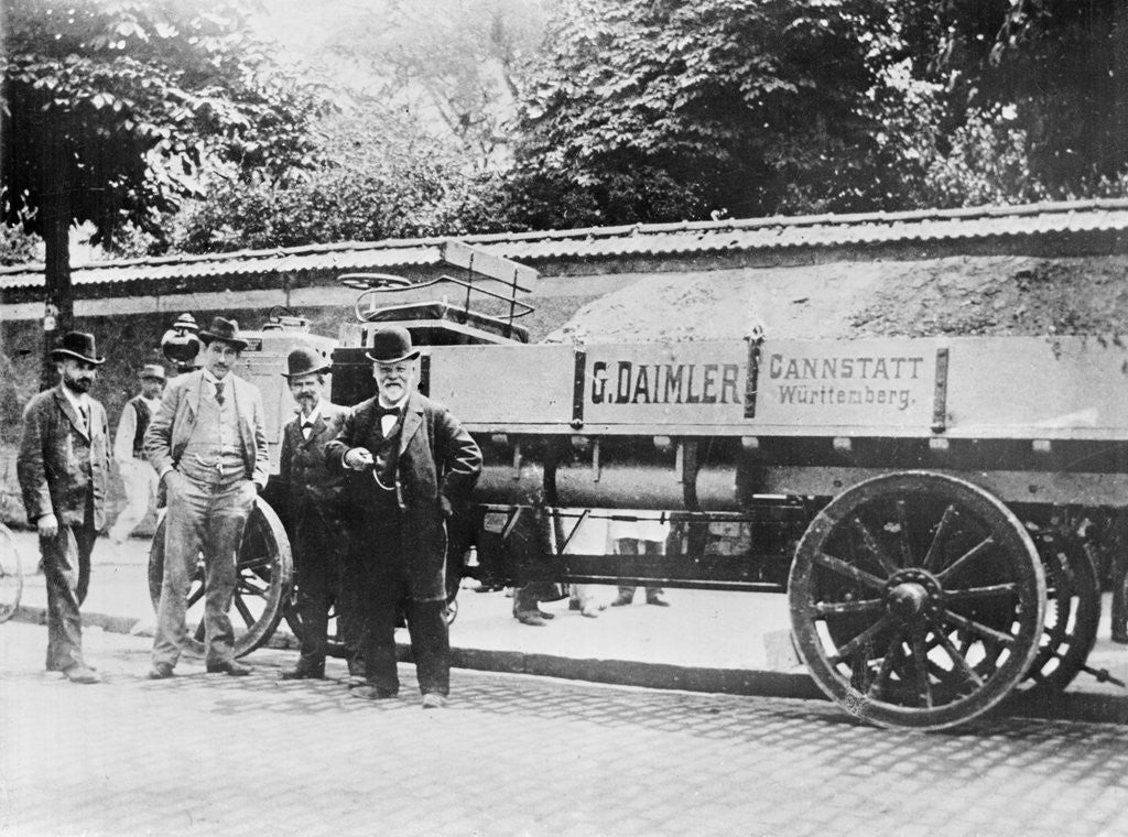 Detail of Gottlieb Daimler Posing with Others at Truck by Anonymous