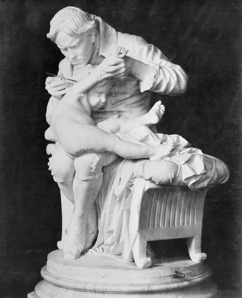 Detail of Edward Jenner Injecting Vaccine into His Son by Giulio Monteverde