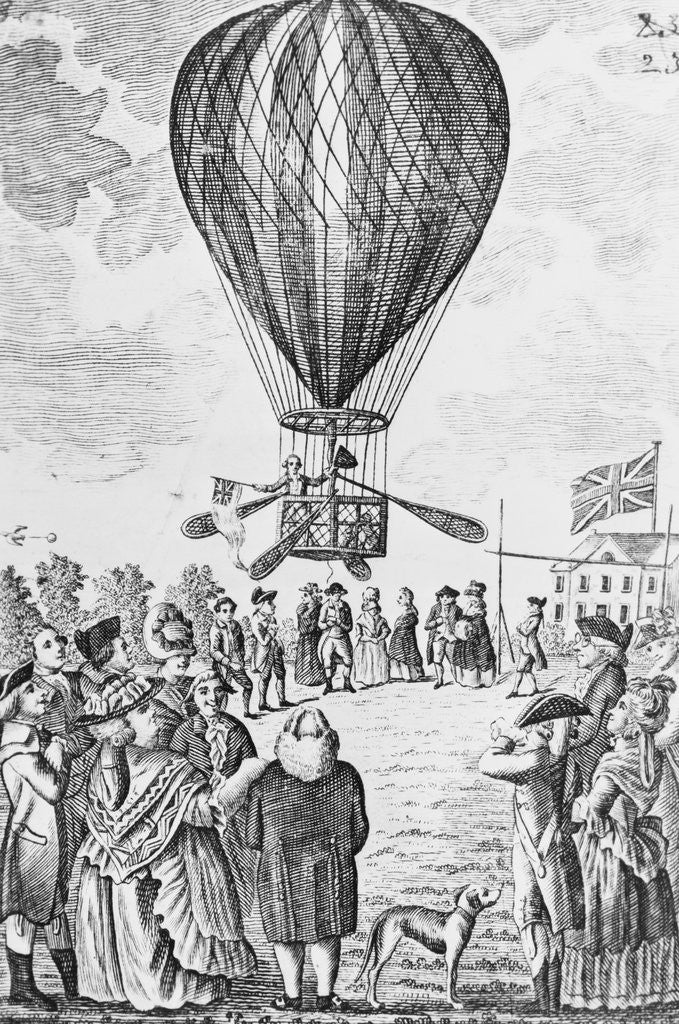 Detail of Crowd Watching Hot Air Balloon Ascending at Moorfields by Corbis