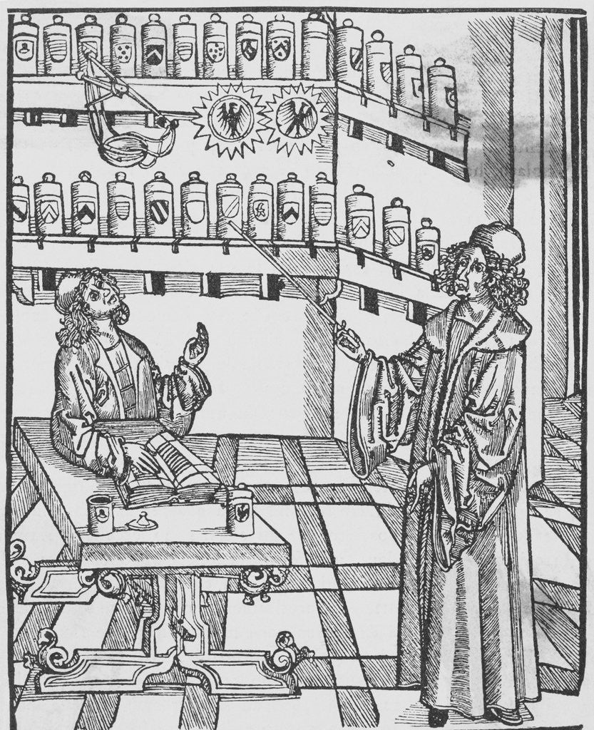 Detail of Illustration Depicting Doctor and Apothecary by Corbis