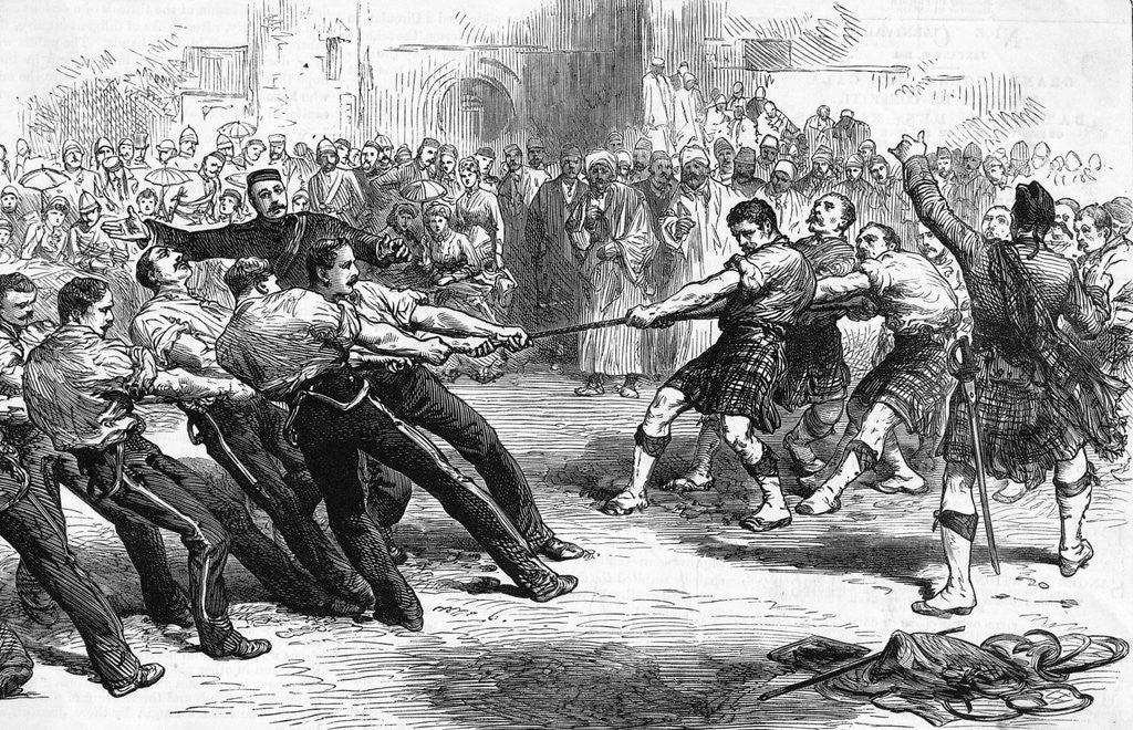 Detail of Drawing with Gazing Crowd and Military Men in Tug of War by Anonymous