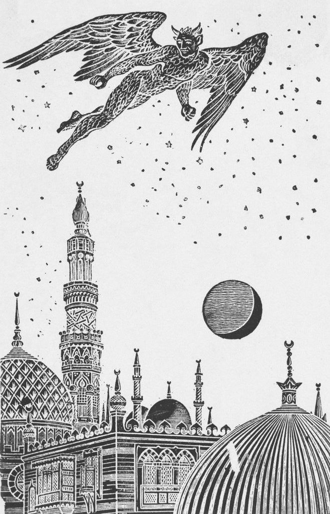 Detail of Illustration of the Devil Hovering over City of Constantinople by Anonymous
