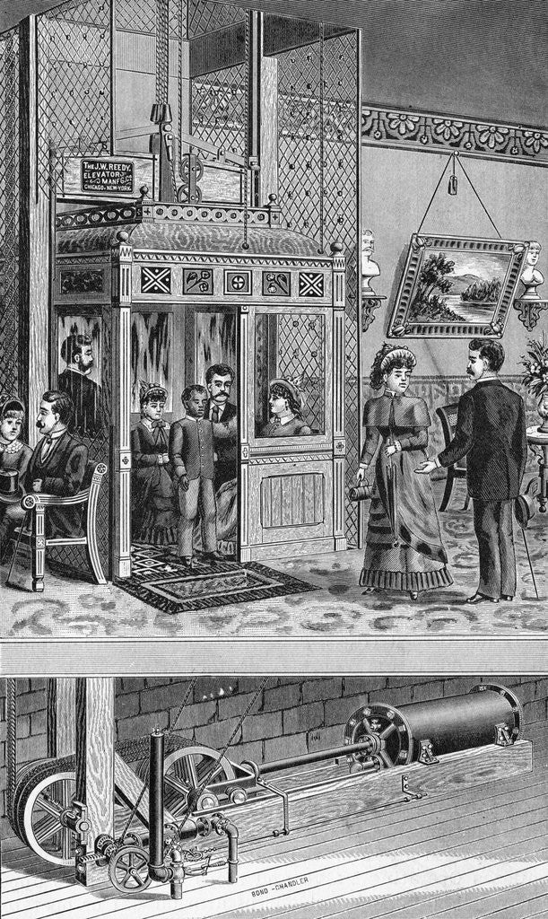 Detail of Drawing Showing Uses and Intricates of Early Elevator by Anonymous