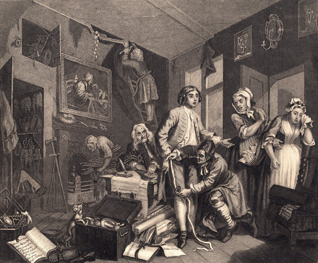 Detail of The Young Heir Taking Possession from the Series A Rake's Progress by William Hogarth