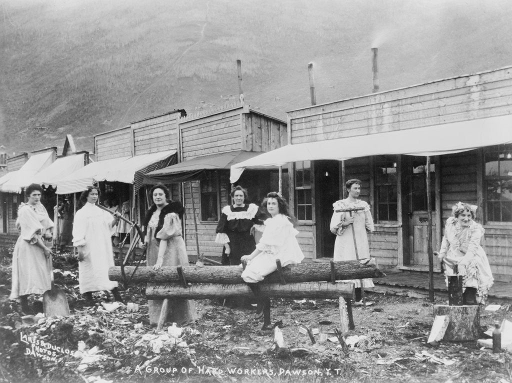 Detail of Women Sawing Logs in Dawson by Anonymous