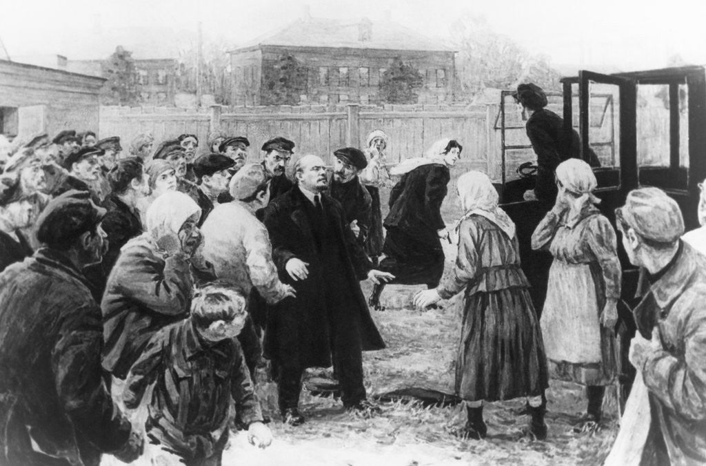 Detail of Attempted Assassination of Vladimir Lenin While Speaking to Crowd by Corbis