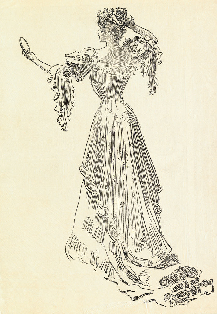 Detail of Illustration of Woman Wearing Gown with Corset by Anonymous