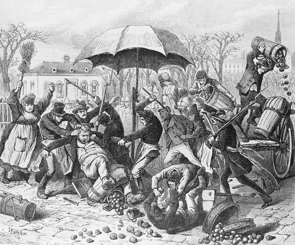 Detail of 19th-Century Illustration of a Food Riot by Anonymous