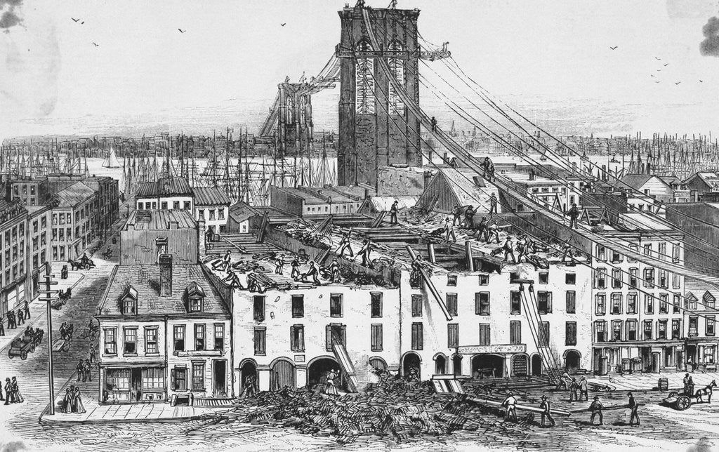 Detail of Workers Tearing Down Buildings on Water Street by Anonymous