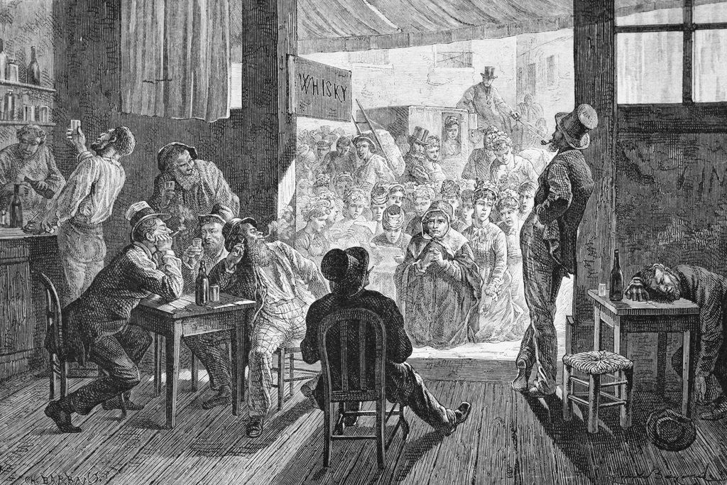 Detail of Women Singing to Men at a Bar by Anonymous