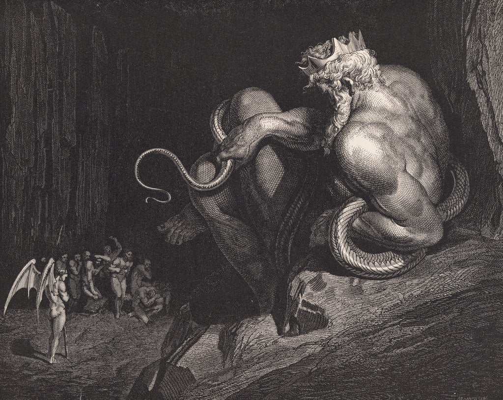 Detail of Engraving of Minos by Gustave Dore