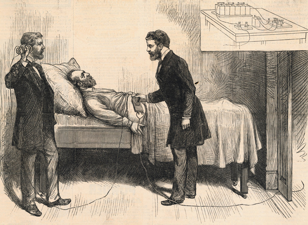 Detail of Alexander Graham Bell Trying to Locate Bullet in President Garfield by Anonymous