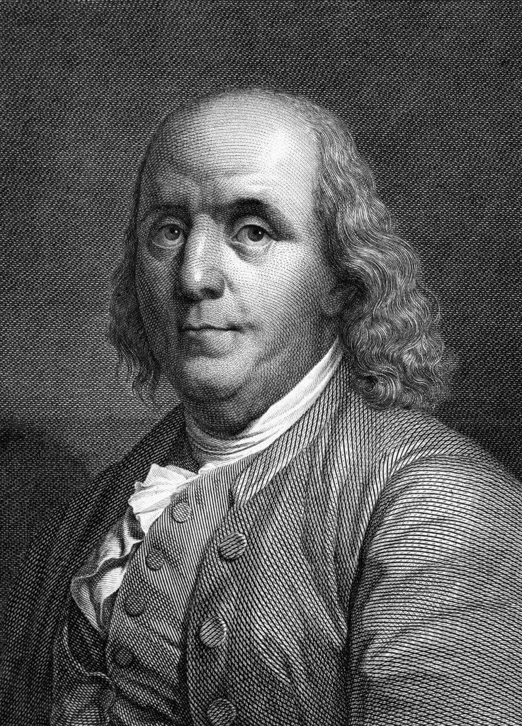 Detail of Engraved Portrait of Benjamin Franklin by Anonymous